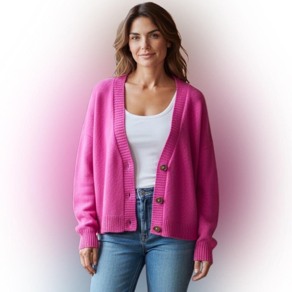Wild Fable Vivid Pink Cardigan with Buttons